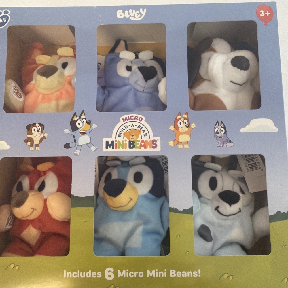 Bluey Micro Build-A-Bear Set of 6 Micro Mini Beans Plush Pack Socks Bingo Rusty - Picture 4 of 14